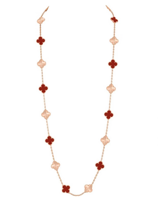 [Liorra]CLOVER 20 MOTIFS LASER CARNELIAN NECKLACE