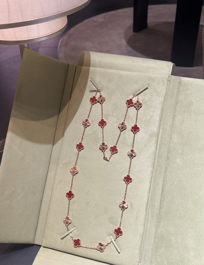 [Liorra]CLOVER 20 MOTIFS LASER CARNELIAN NECKLACE