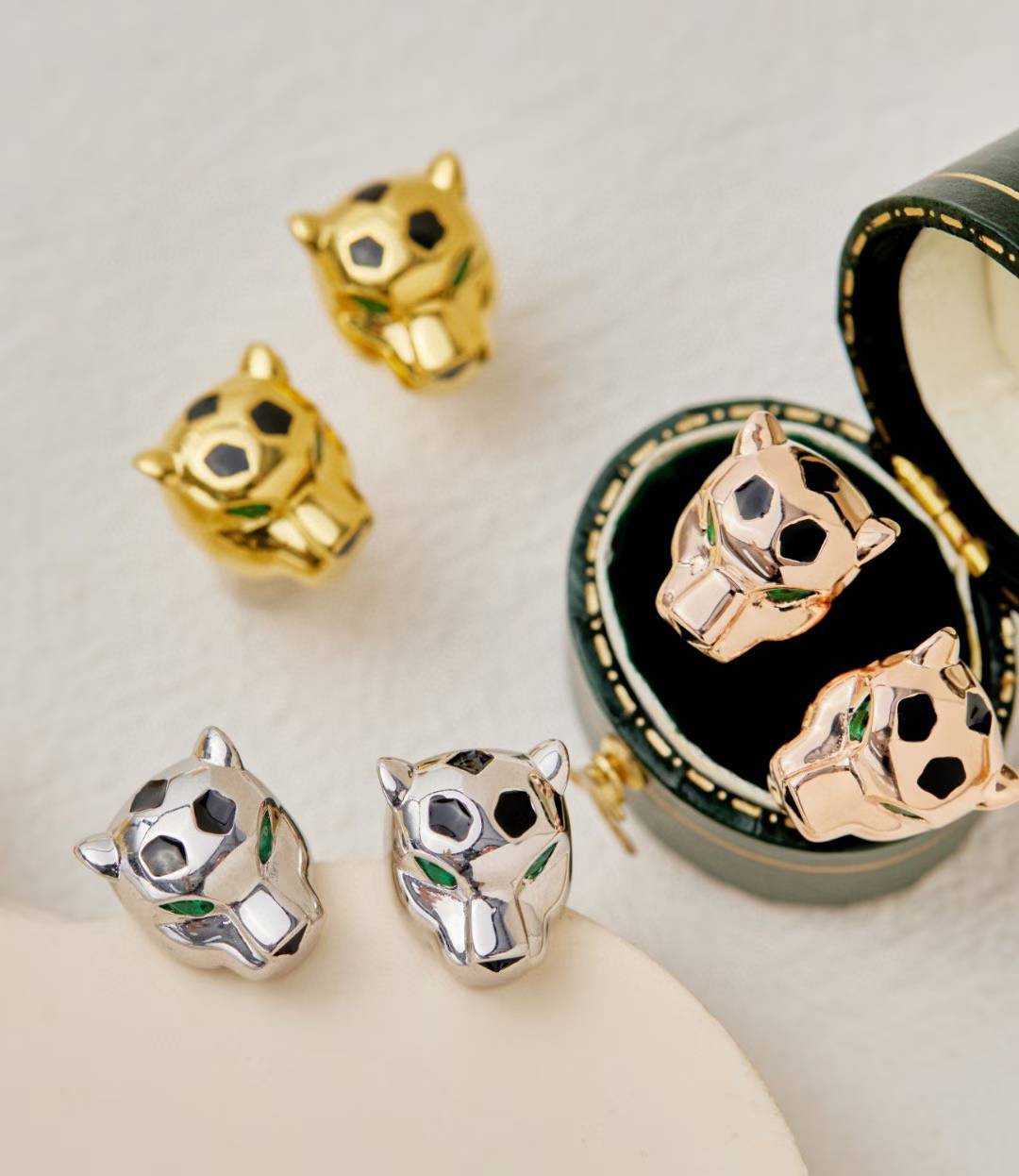 [?Liorra]CHRRTAH-PRINT STUD EARRINGS, THREE COLORS