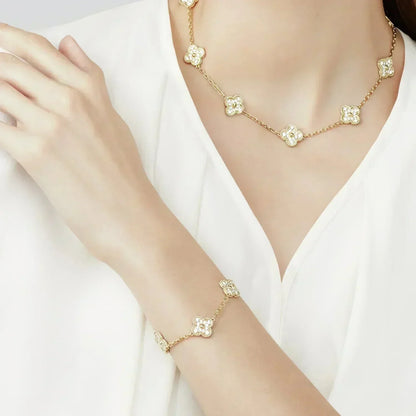 [Liorra] CLOVER 5 MOTIF FULL DIAMOND BRACELET COLLECTION
