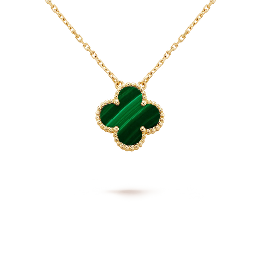 [Liorra]CLOVER 15MM MALACHITE SINGLE FLOWER  NECKLACE