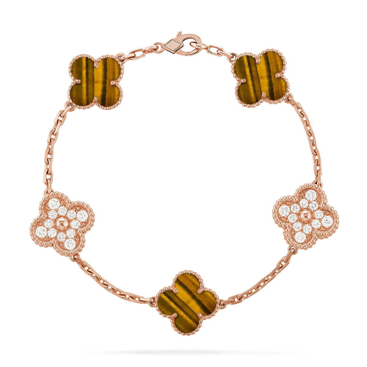 [Liorra] CLOVER 5 MOTIFS TIGER EYE BRACELET COLLECTION