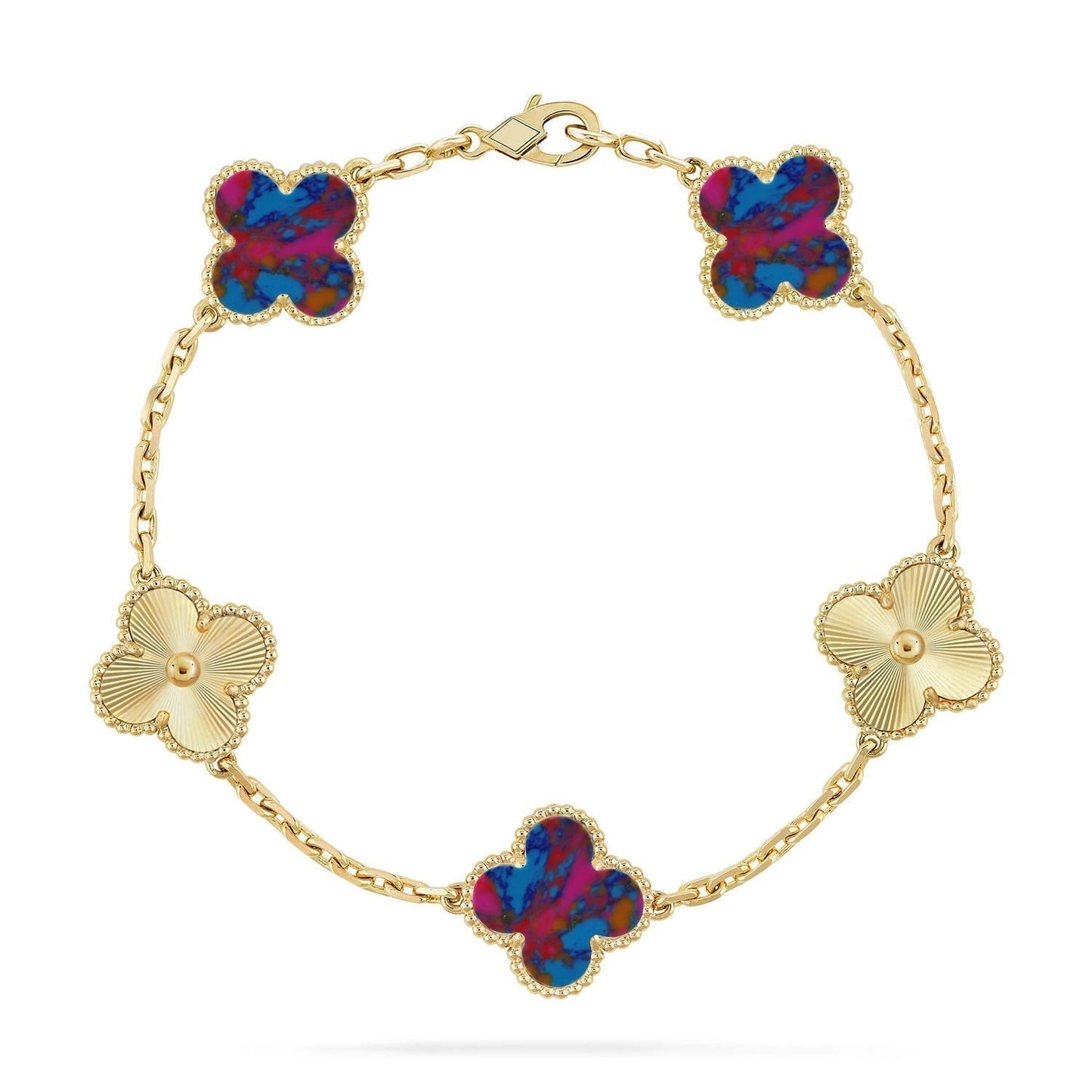 [Liorra]CLOVER 5 MOTIF COLOR GEMSTONES BRACELET COLLECTION
