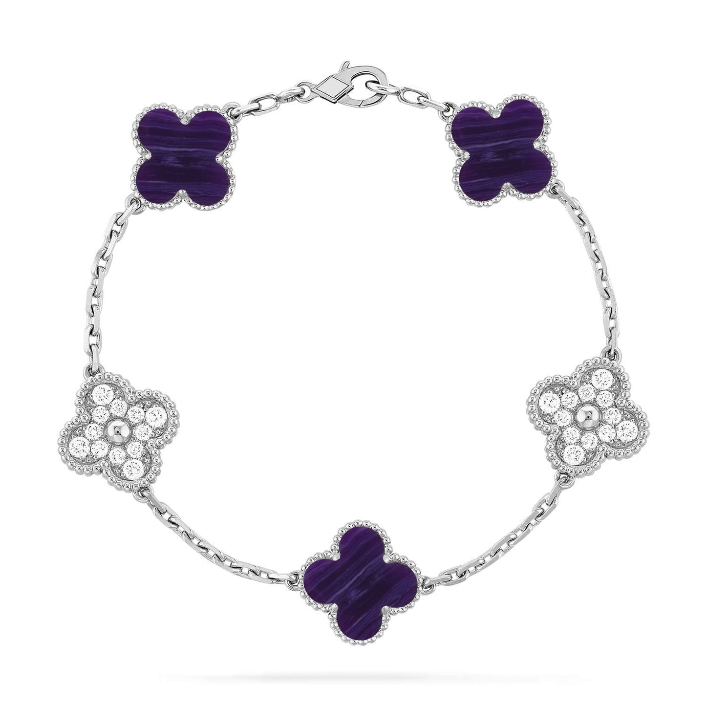 [Liorra]CLOVER 5 MOTIF PURPLE STRIPES BRACELET COLLECTION