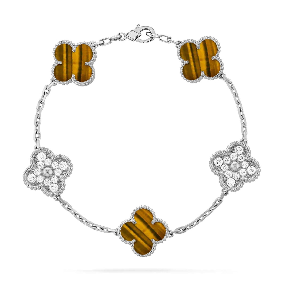 [Liorra] CLOVER 5 MOTIFS TIGER EYE BRACELET COLLECTION