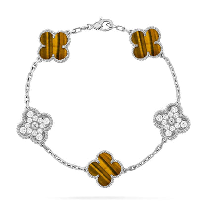 [Liorra] CLOVER 5 MOTIFS TIGER EYE BRACELET COLLECTION