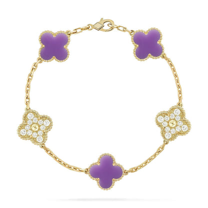 [Liorra]CLOVER 5 MOTIF LIGHT PURPLE BRACELET COLLECTION