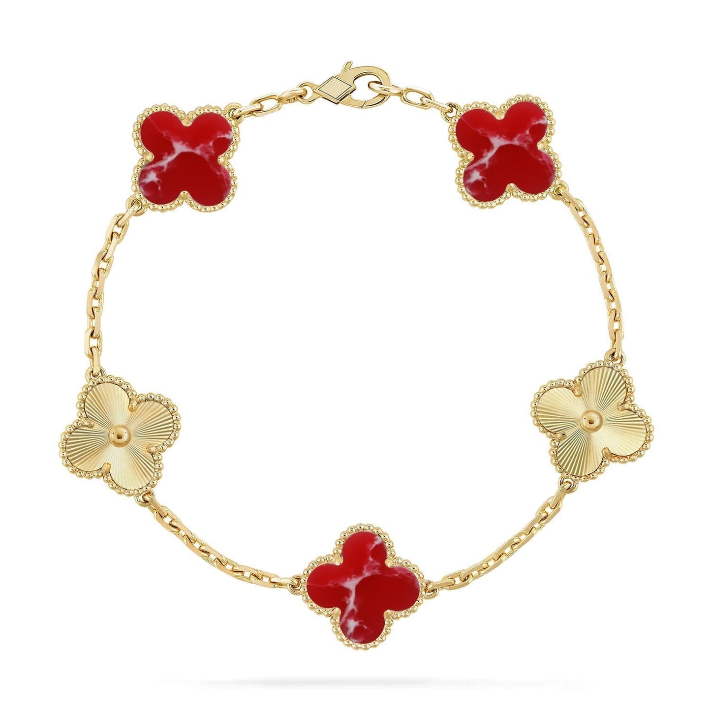 [Liorra]CLOVER 5 MOTIF RED PATTERN BRACELET COLLECTION
