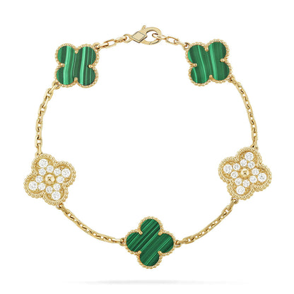 [Liorra] CLOVER 5 MOTIF MALACHITE BRACELET COLLECTION