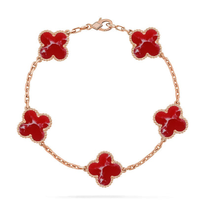 [Liorra]CLOVER 5 MOTIF RED PATTERN BRACELET COLLECTION