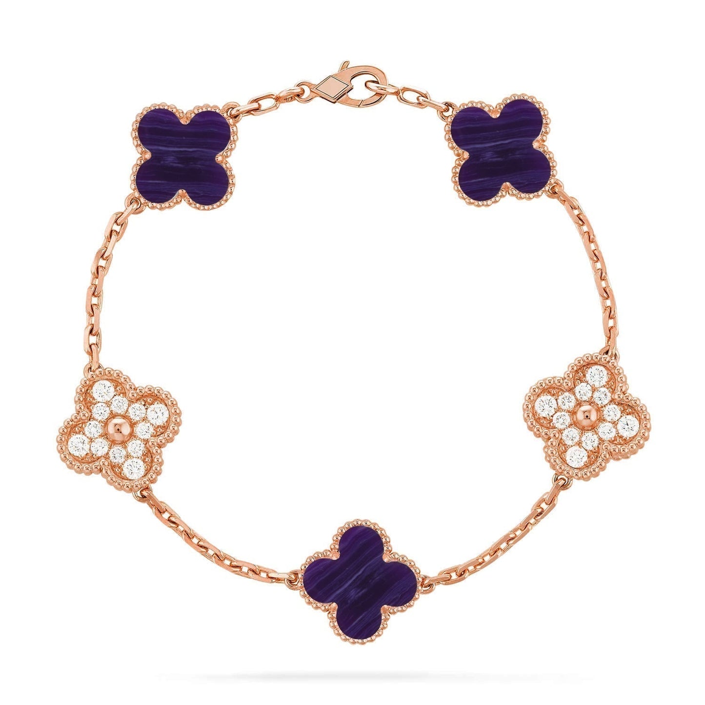 [Liorra]CLOVER 5 MOTIF PURPLE STRIPES BRACELET COLLECTION