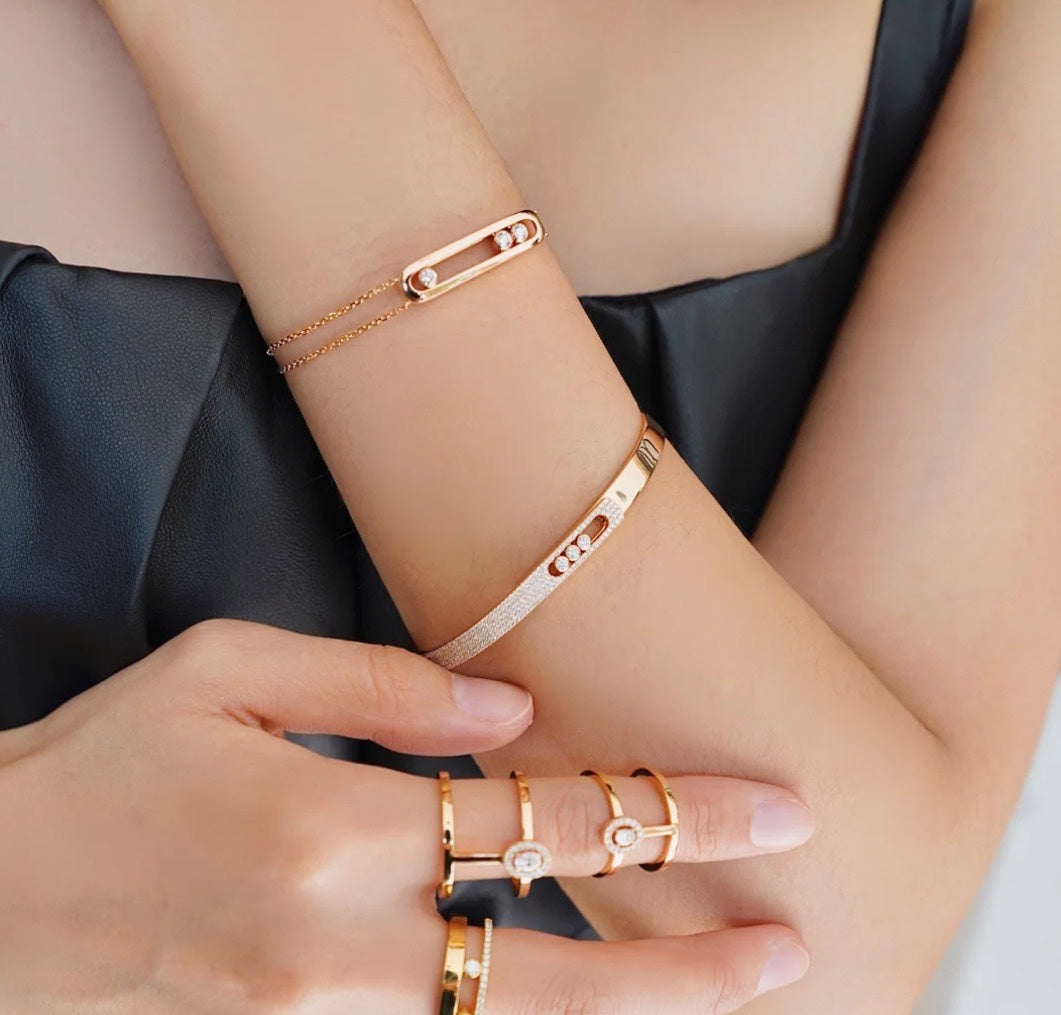 [Liorra]Move Noa Rose Gold Pavé Diamond Bangle Bracelet
