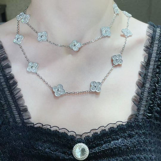[Liorra]CLOVER 20 MOTIFS FULL-DIAMOND NECKLACE