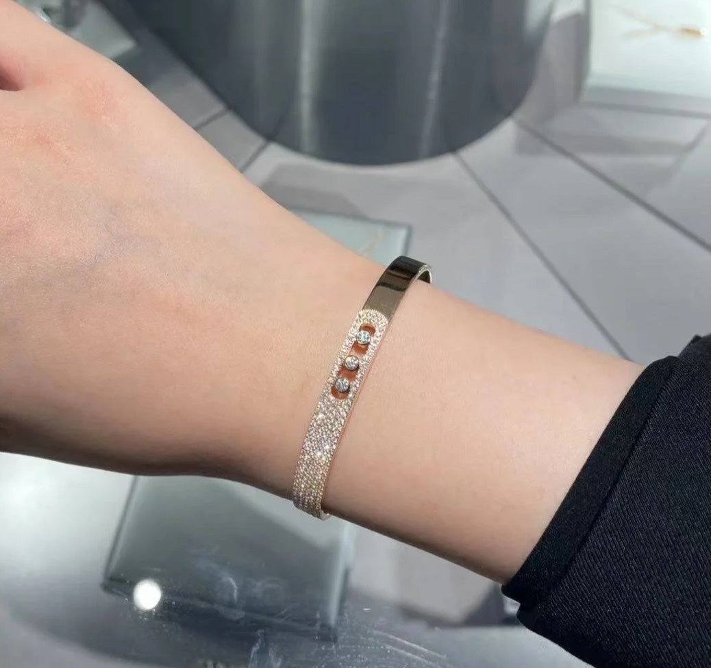 [Liorra]Move Noa Rose Gold Pavé Diamond Bangle Bracelet