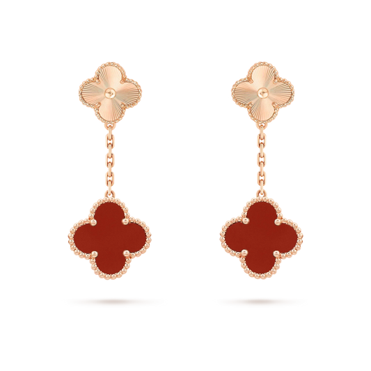 [Liorra]CLOVER 2 MOTIF  LASER CARNELIAN EARRINGS