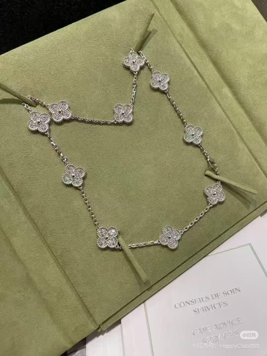 [Liorra Jewelry]CLOVER 10 MOTIFS  FULL DIAMOND NECKLACE