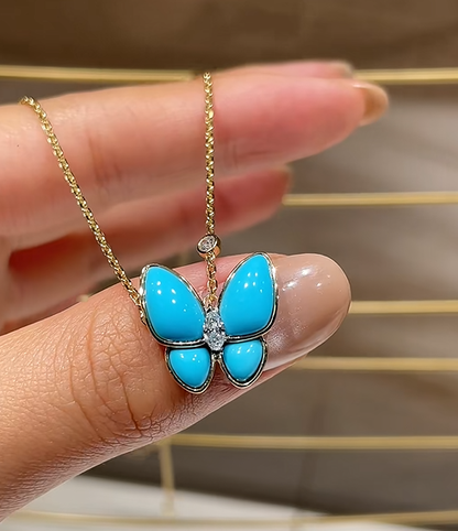 [Liorra]Turquoise Butterfly Gold Necklace