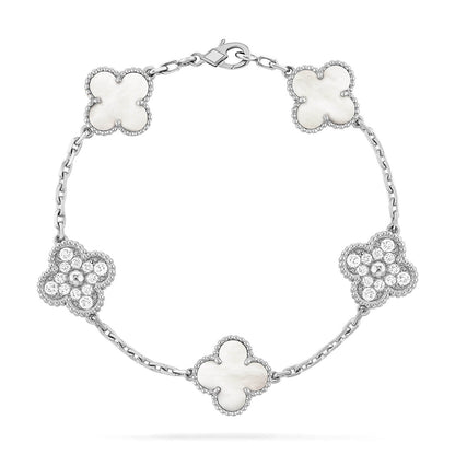 [Liorra]CLOVER WHITE PEARL MOP 5 MOTIF BRACELET COLLECTION