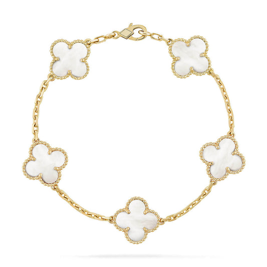 [Liorra]CLOVER WHITE PEARL MOP 5 MOTIF BRACELET COLLECTION