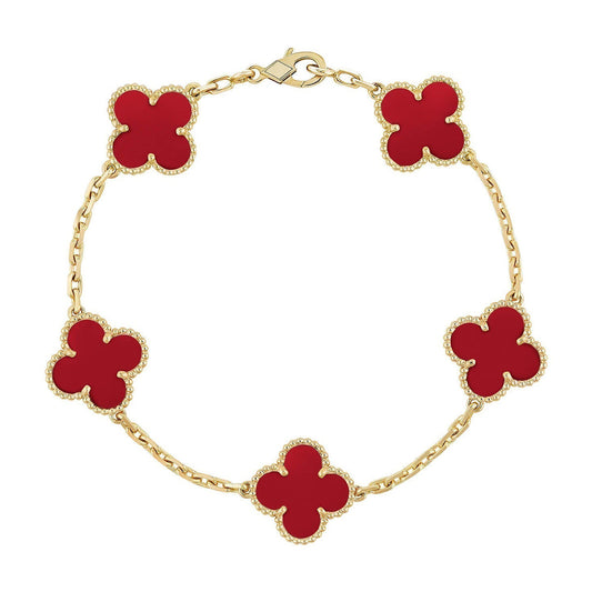 [Liorra] CLOVER 5 MOTIF RED CORNELIAN BRACELET COLLECTION