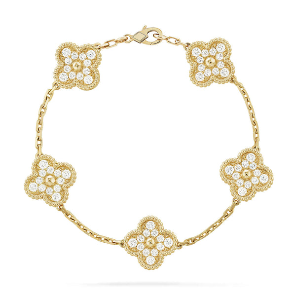 [Liorra] CLOVER 5 MOTIF FULL DIAMOND BRACELET COLLECTION