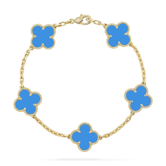 [Liorra] CLOVER 5 MOTIF BLUE AGATE BRACELET COLLECTION