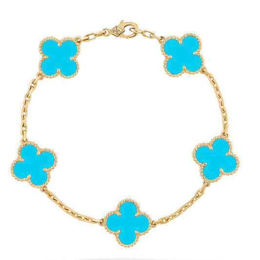 [Liorra] CLOVER 5 MOTIF TURQUOISE BRACELET COLLECTION