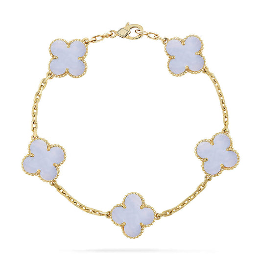 [Liorra] CLOVER 5 MOTIF PURPLE CHALCEDONY BRACELET COLLECTION