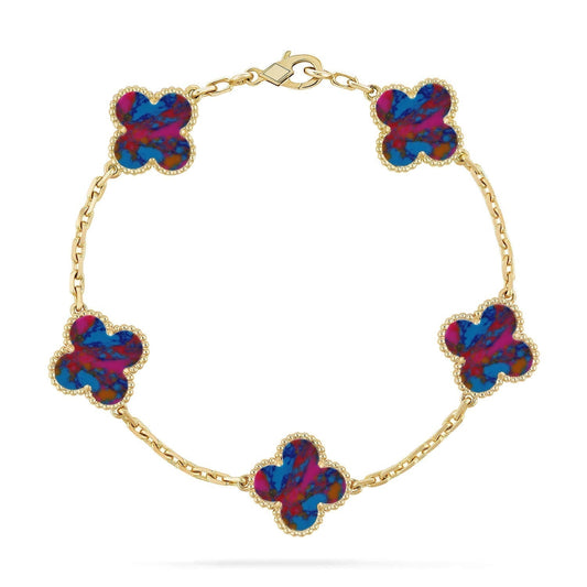 [Liorra]CLOVER 5 MOTIF COLOR GEMSTONES BRACELET COLLECTION