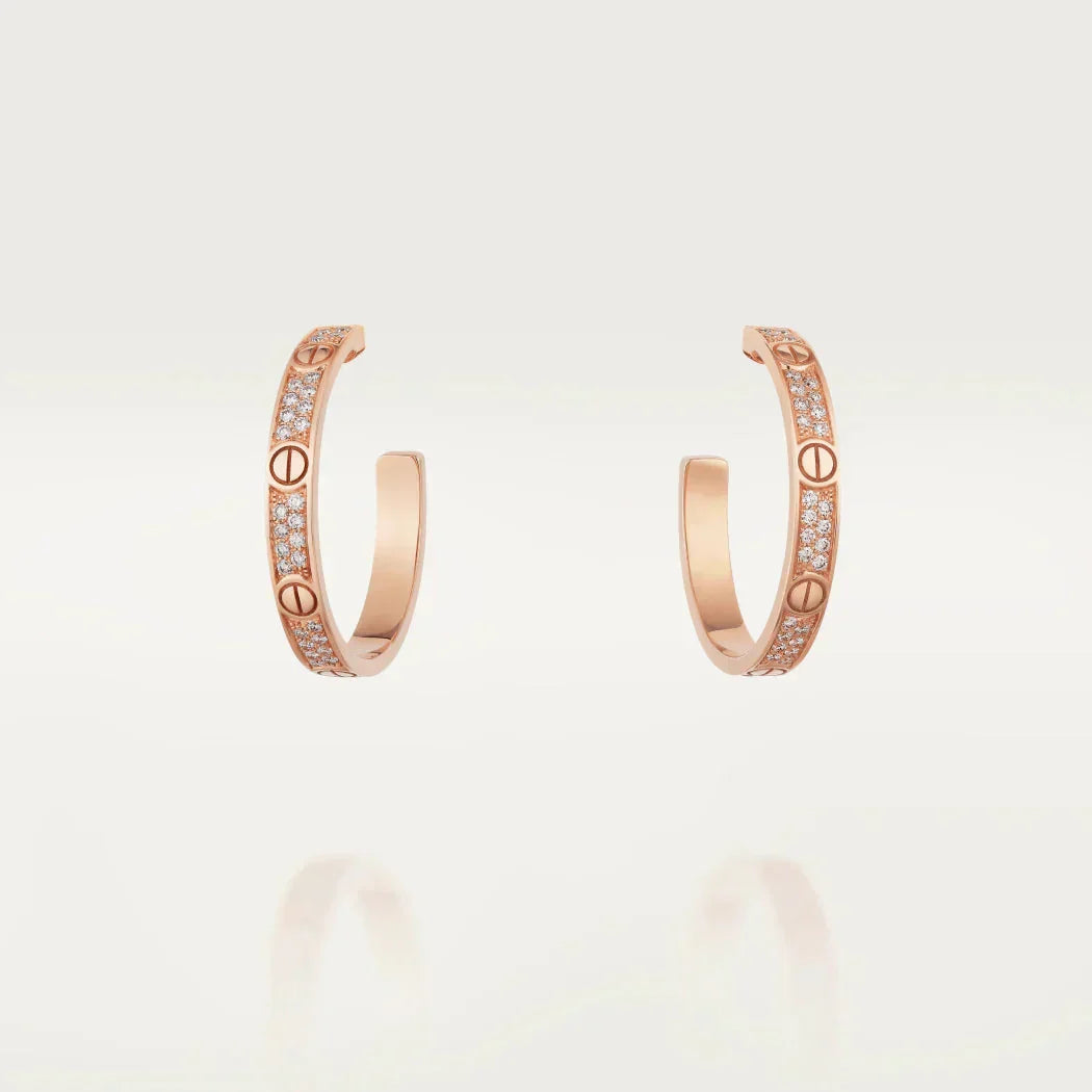 [Liorra]LOVE DIAMOND PINK GOLD HOOP EARRINGS