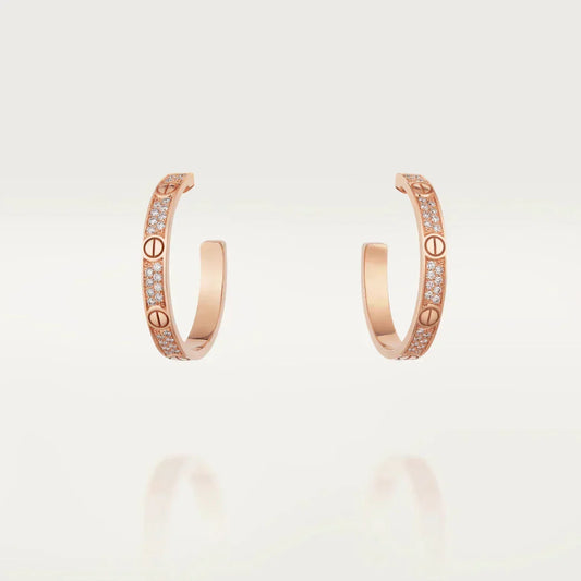 [Liorra]LOVE DIAMOND PINK GOLD HOOP EARRINGS