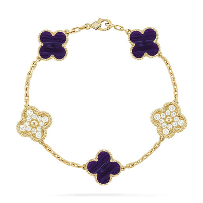 [Liorra]CLOVER 5 MOTIF PURPLE STRIPES BRACELET COLLECTION