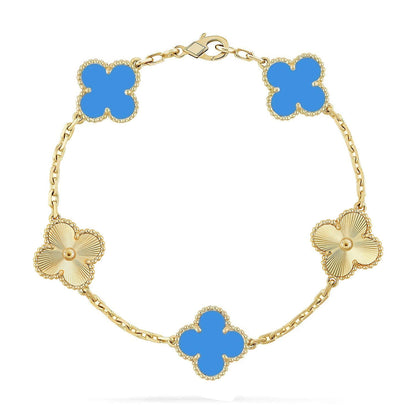 [Liorra] CLOVER 5 MOTIF BLUE AGATE BRACELET COLLECTION