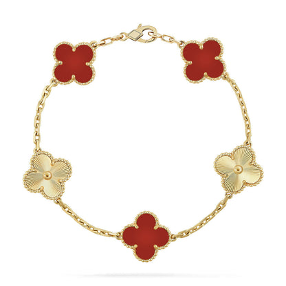 [Liorra] CLOVER 5 MOTIF RED CORNELIAN BRACELET COLLECTION