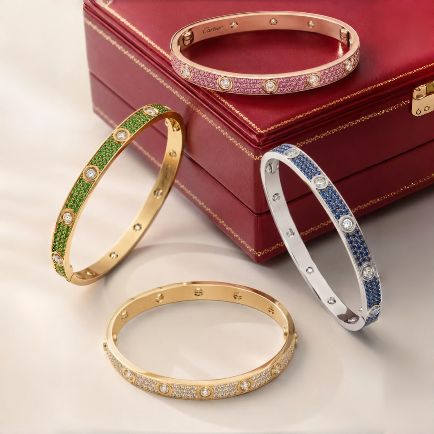 [Liorra]2026 PAVE GEMSTONE LOVE BRACELET 6.1MM 10 DIAMONDS