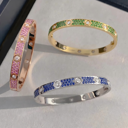 [Liorra]2026 PAVE GEMSTONE LOVE BRACELET 6.1MM 10 DIAMONDS