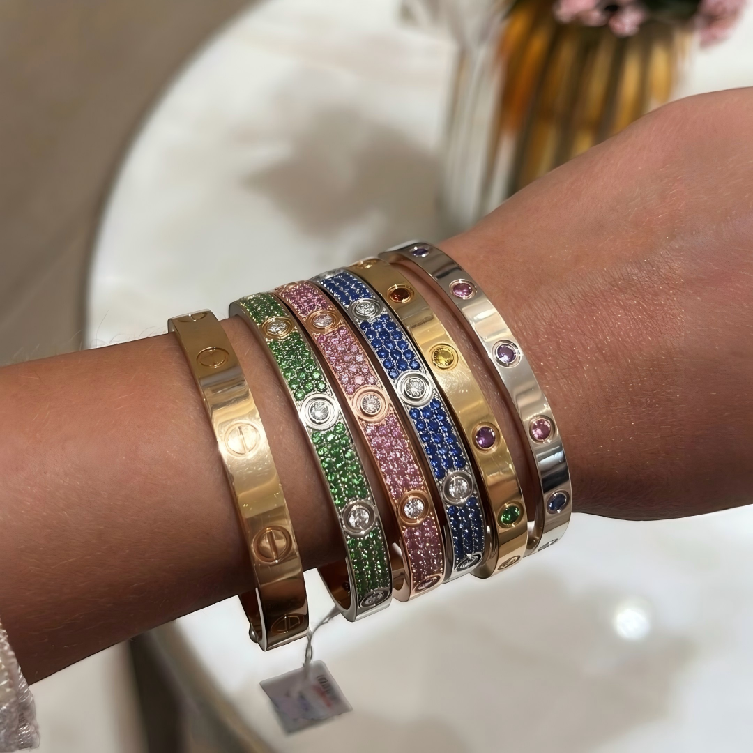 [Liorra]2026 PAVE GEMSTONE LOVE BRACELET 6.1MM 10 DIAMONDS