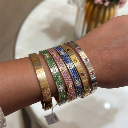 [Liorra]2026 PAVE GEMSTONE LOVE BRACELET 6.1MM 10 DIAMONDS