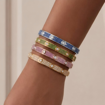 [Liorra]2026 PAVE GEMSTONE LOVE BRACELET 6.1MM 10 DIAMONDS