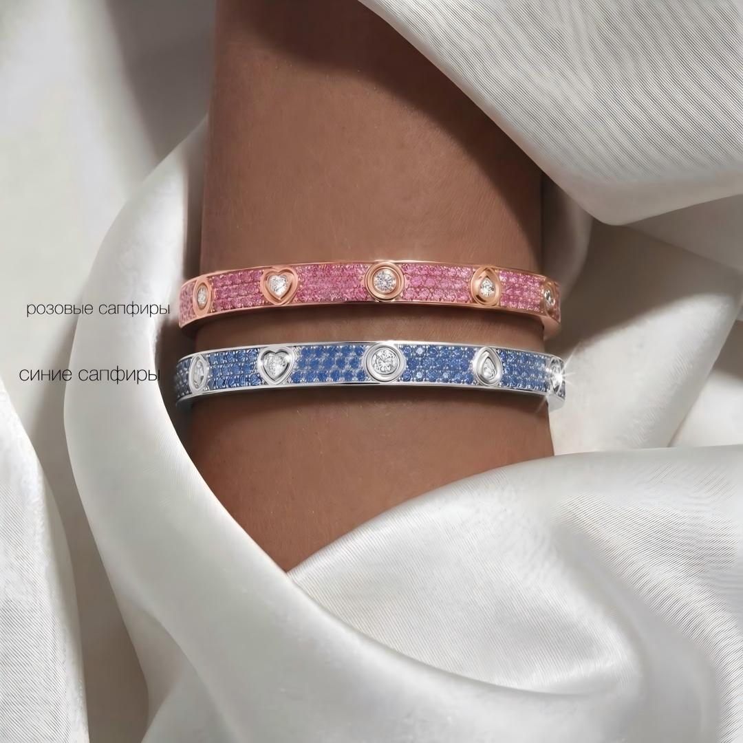 [Liorra]2026 PAVE GEMSTONE LOVE BRACELET 6.1MM 10 DIAMONDS