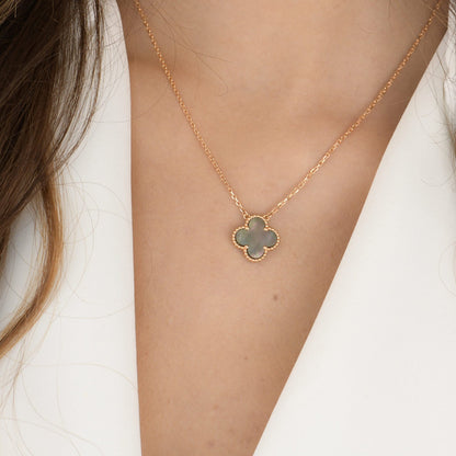 [Liorra]CLOVER 15MM  GRAY MOTHER OF PEARL NECKLACE