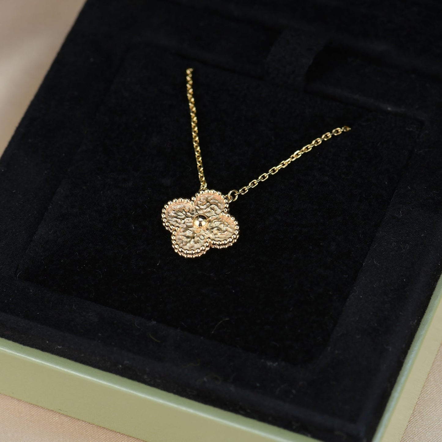 [Liorra]CLOVER 15MM  BRONZING NECKLACE