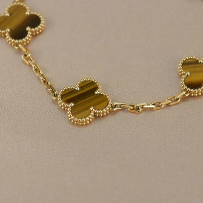 [Liorra] CLOVER 5 MOTIFS TIGER EYE BRACELET COLLECTION