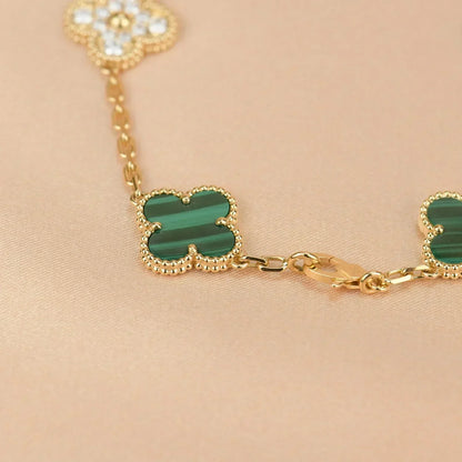 [Liorra] CLOVER 5 MOTIF MALACHITE BRACELET COLLECTION