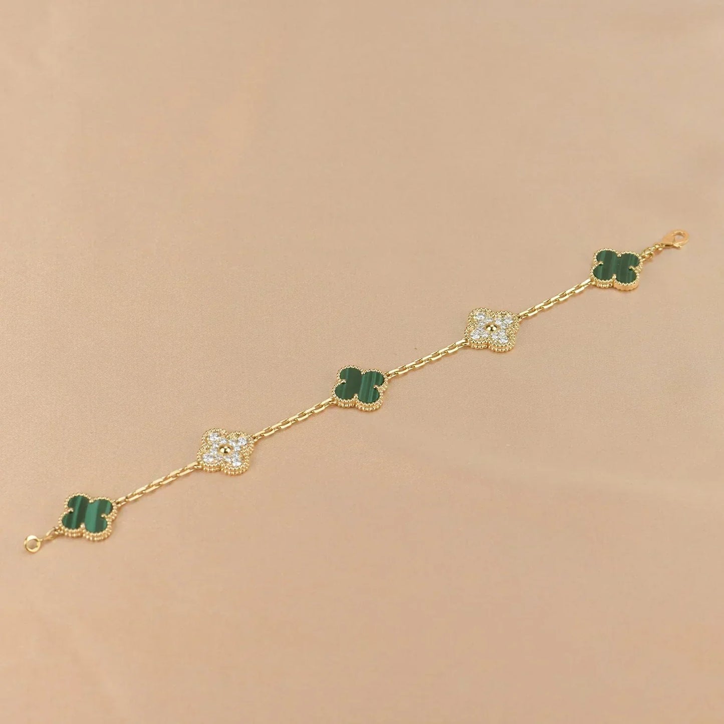 [Liorra] CLOVER 5 MOTIF MALACHITE BRACELET COLLECTION