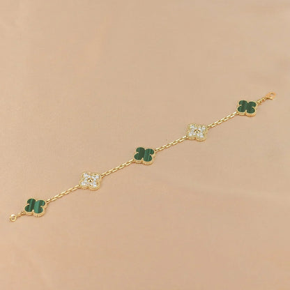 [Liorra] CLOVER 5 MOTIF MALACHITE BRACELET COLLECTION