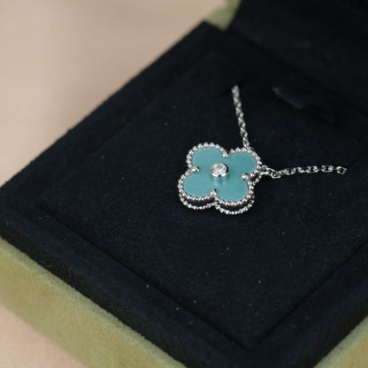 [Liorra]CLOVER 15MM DIAMOND SVRES PORCELAIN  NECKLACE SILVER