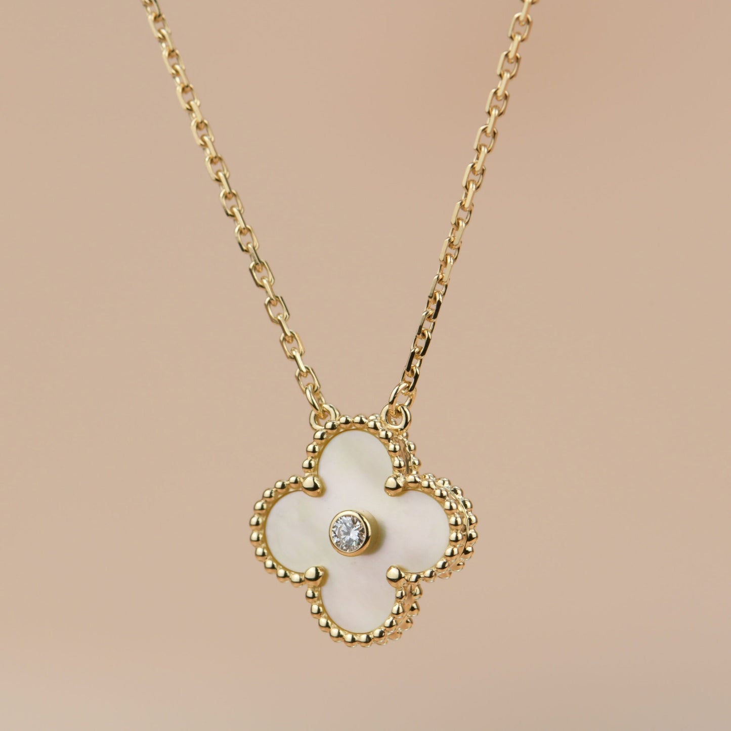 [Liorra]CLOVER 15MM DIAMOND GOLD MOTHER OF PEARL NECKLACE