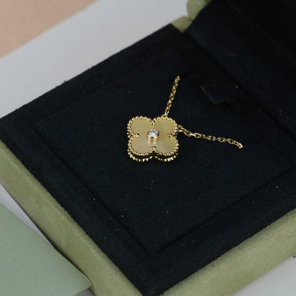 [Liorra]CLOVER 15MM DIAMOND GOLD MOTHER OF PEARL NECKLACE