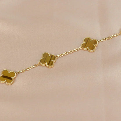 [Liorra] CLOVER 5 MOTIFS TIGER EYE BRACELET COLLECTION
